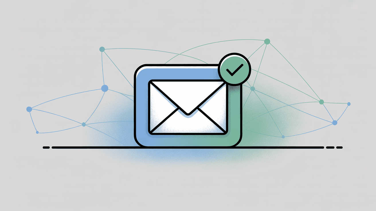 Clean zen-like email icon with checkmark representing organized inbox zero mindset and peaceful email management approach